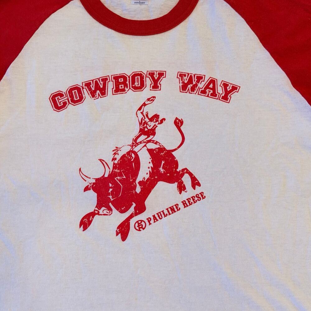 Badger Sport Cowboy Way Autographed Pauline Reese Baseball Tee Men’s L - Picture 3 of 9